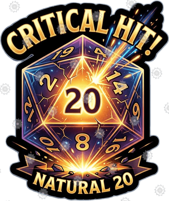 Glowing D20 Dice Critical Hit