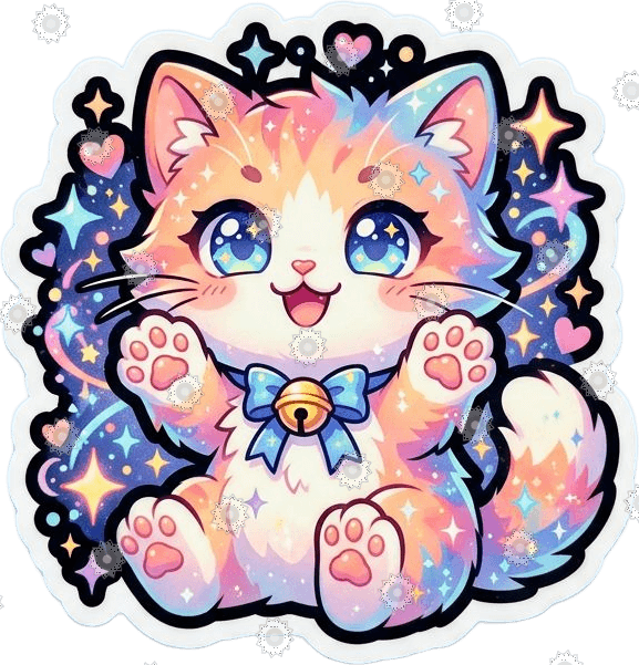 Chibi Anime Cat With Sparkles