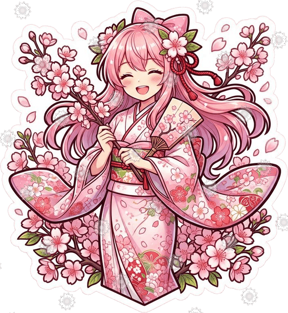 Anime Girl With Cherry Blossoms