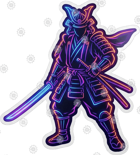 Anime Samurai Silhouette Neon