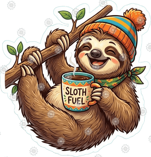 Funny Sloth With Coffee