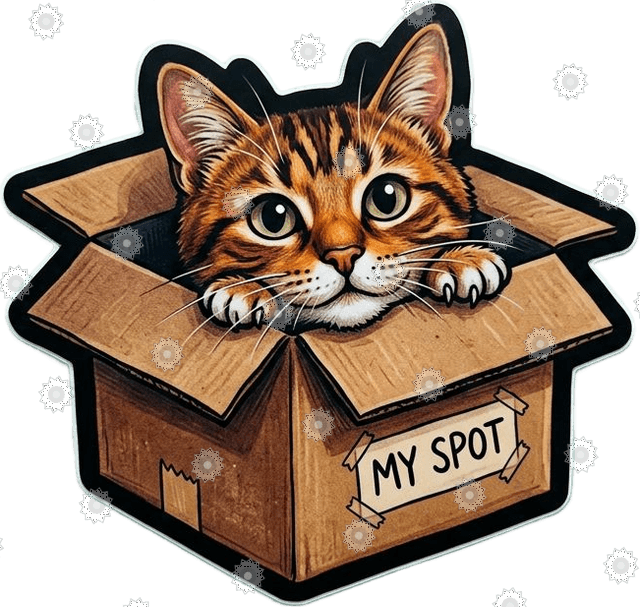 Cat Peeking From A Box