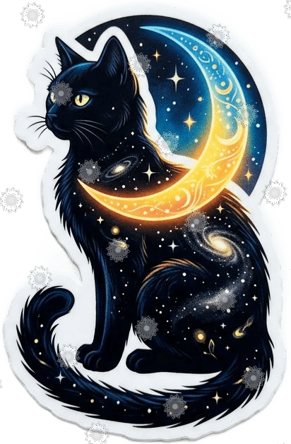 Black Cat With Crescent Moon