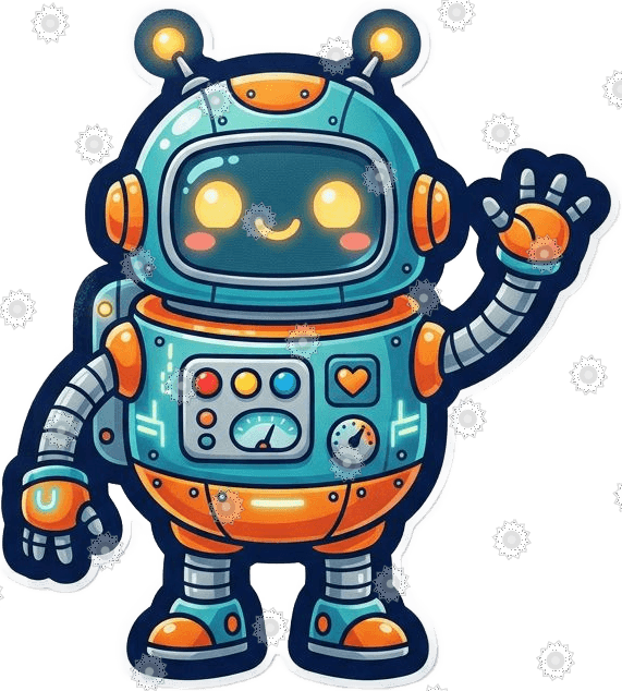 Cute Robot Character Waving