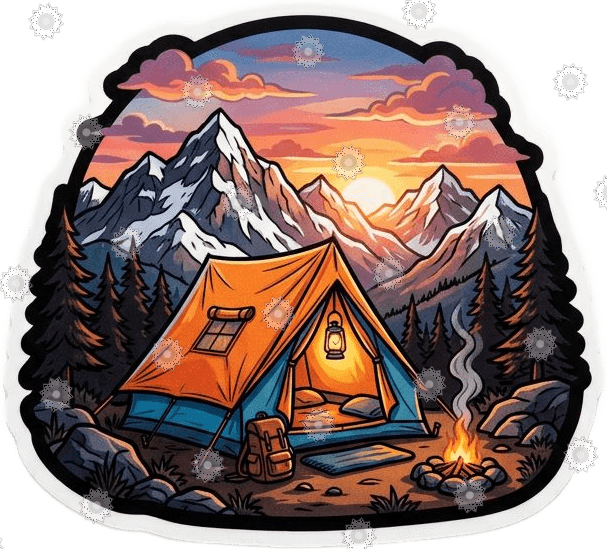 Mountain Camping Tent At Sunset