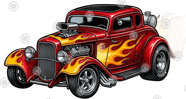 American Hot Rod With Flames