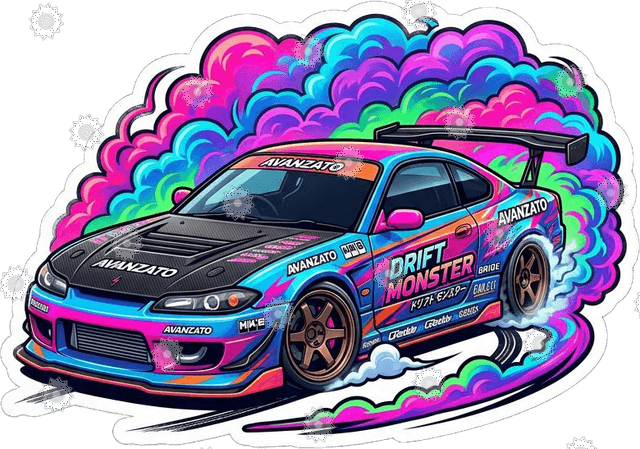 JDM Drift Car With Neon Smoke