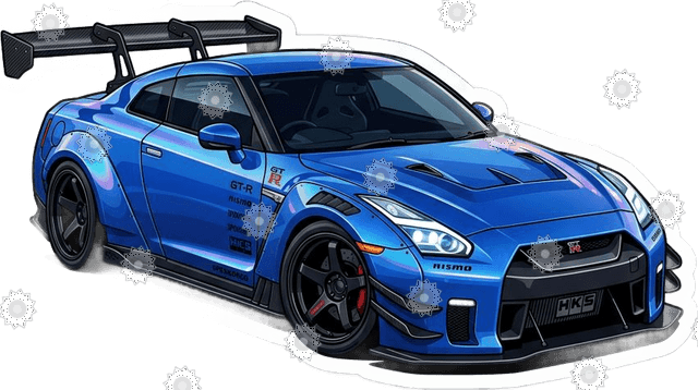 Tuner Car With Rear Wing At Night