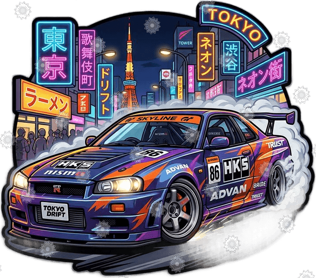 Drift Car Tokyo Neon Lights