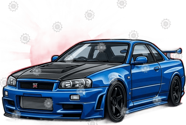 JDM Coupe With Rising Sun Rays